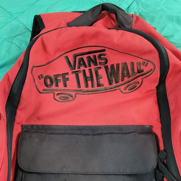 Vans Off The Wall Unisex Red Backpack School Work Casual Travel Bag main image 6